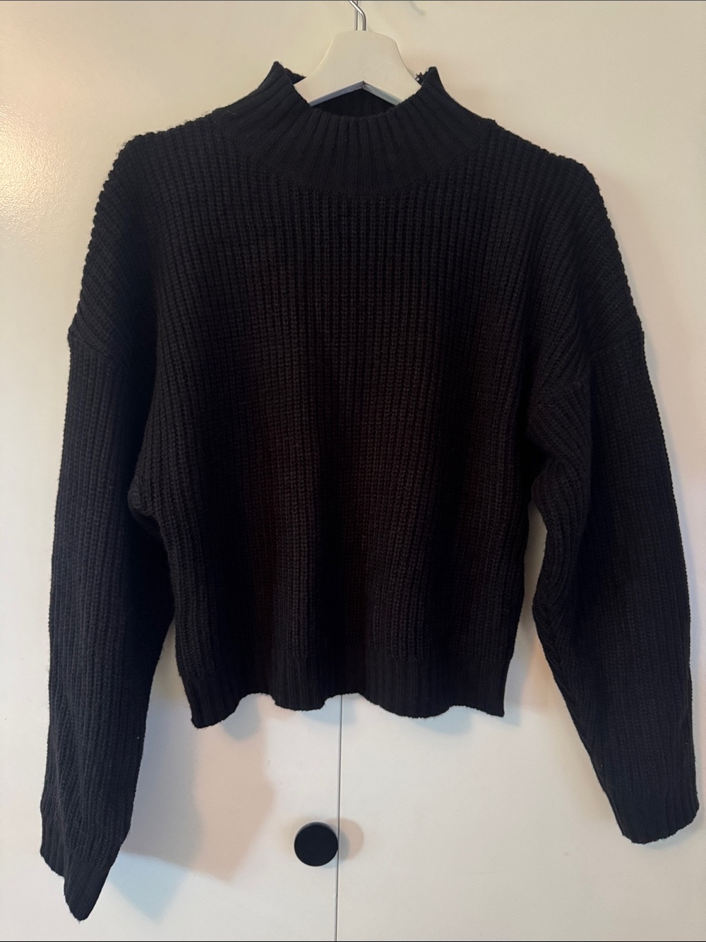 Black Ribbed Mockneck Sweater